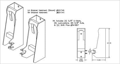 Specifications of LH and RH brackets to interface with OEM quick attach